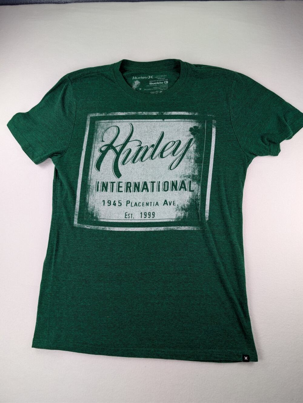 Hurley International Men’s M Green Graphic T-Shirt Buckle Surf Skate